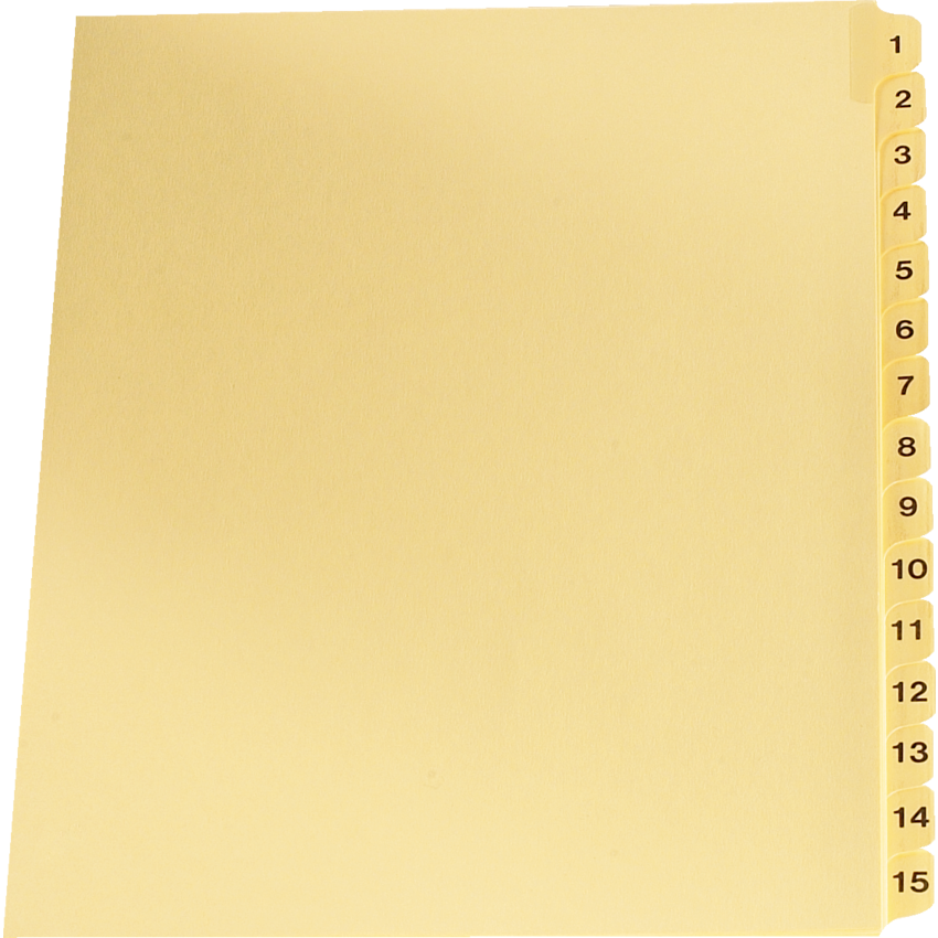 Legal Exhibit Index Dividers 1-15 Buff