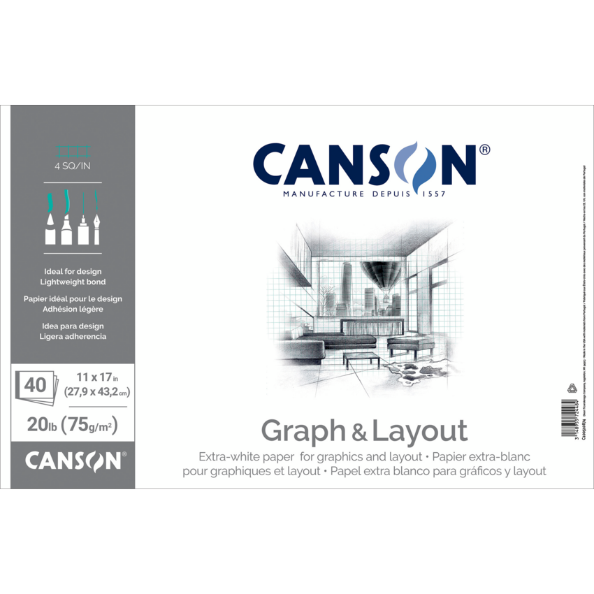 Canson® Graph & Layout Paper 20 lb 11" x 17" 40 sheets/pad