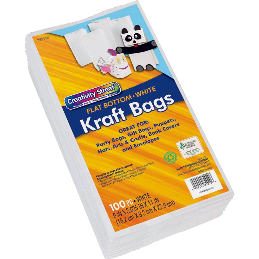 Creativity Street® Rainbow® Kraft Bags #6 White 100/pkg