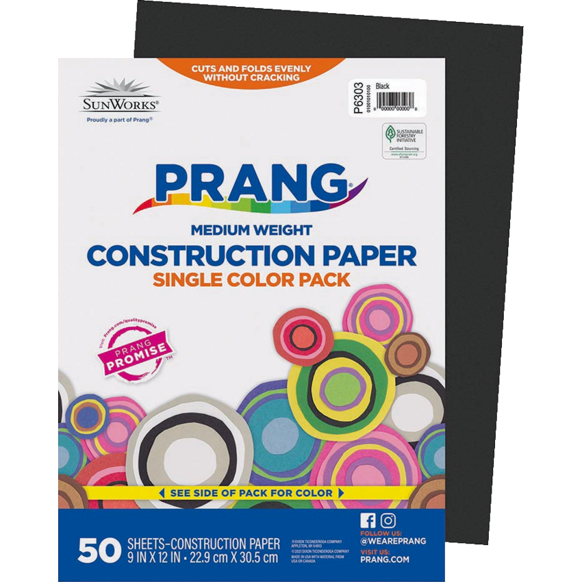 Prang® Construction Paper 9" x 12" Black 50/pkg
