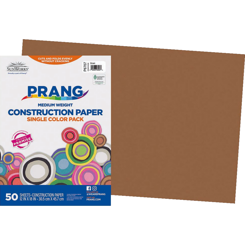 Prang® Construction Paper 12" x 18" Brown 50/pkg