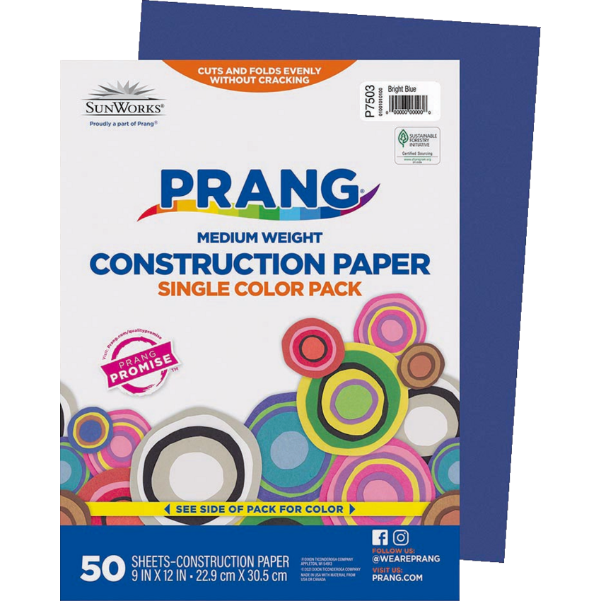 Prang® Construction Paper 9" x 12" Bright Blue 50/pkg