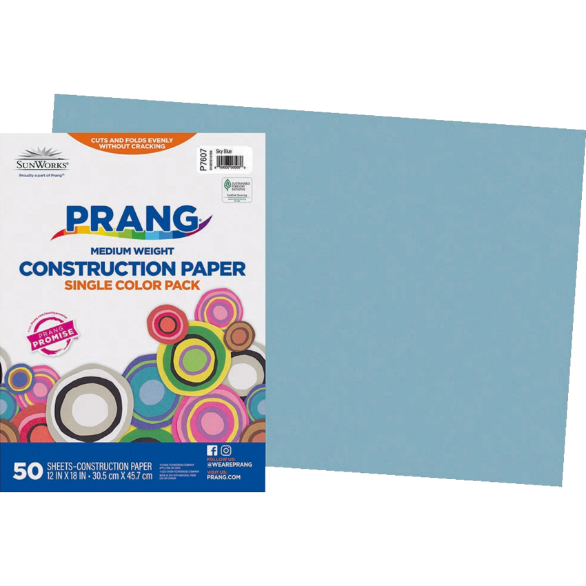 Prang® Construction Paper 12" x 18" Sky Blue 50/pkg