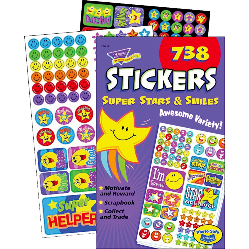 Trend® Super Stars & Smiles Stickers 738/pad