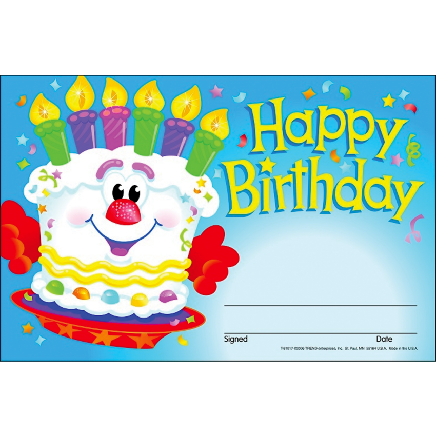 Trend® Recognition Awards Happy Birthday Cake5-1/2" x 8-1/2" 30/pkg