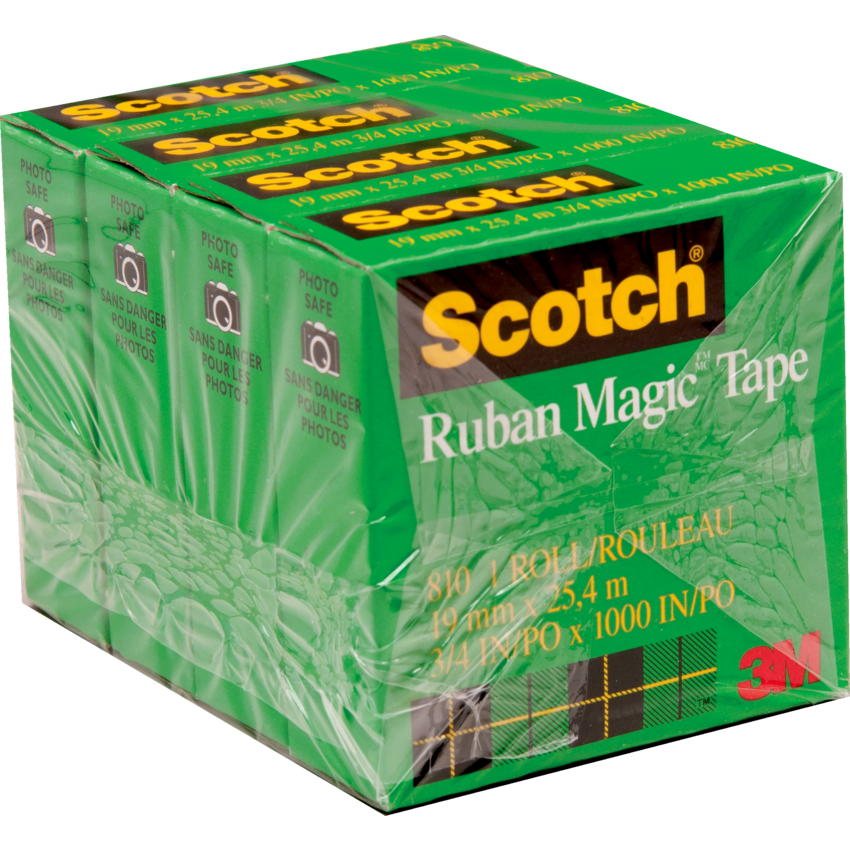 Scotch® Magic™ Invisible Tape Refill 3/4" (19 mm x 25.4m) Clr 4/pkg