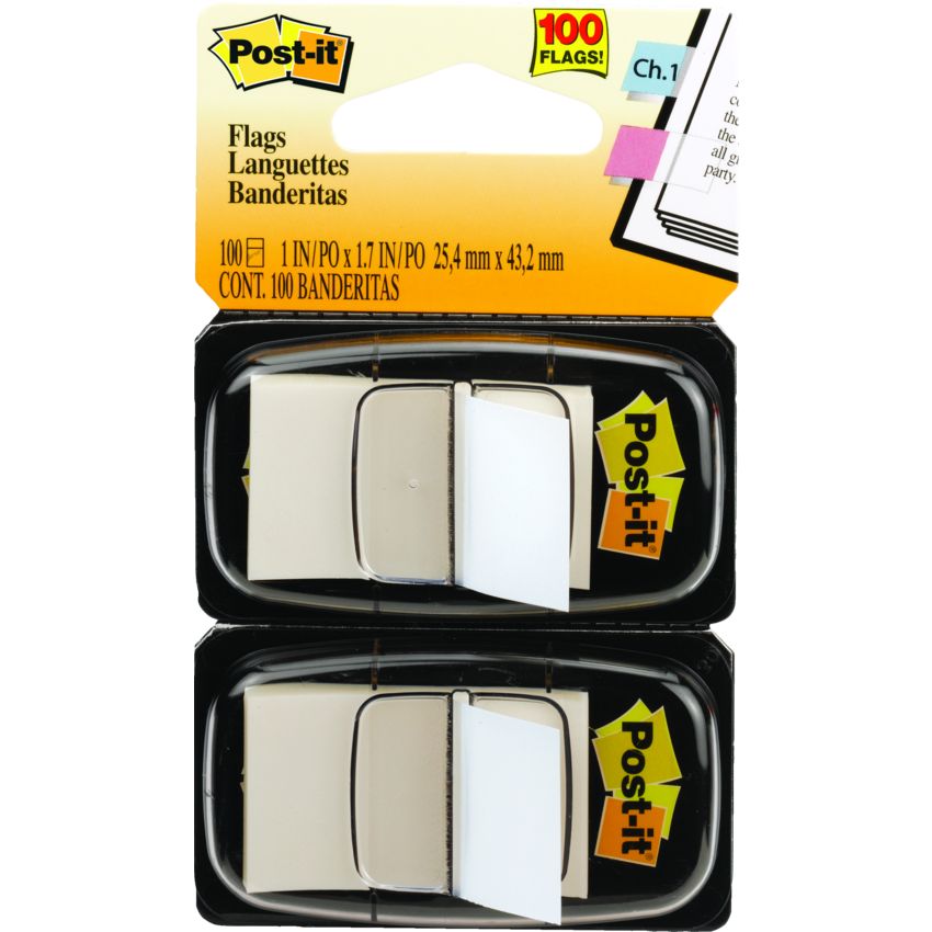 Post-it® Flags 1” x 1-11/16” 50 Flags per Dispenser White 2 dispensers/pkg