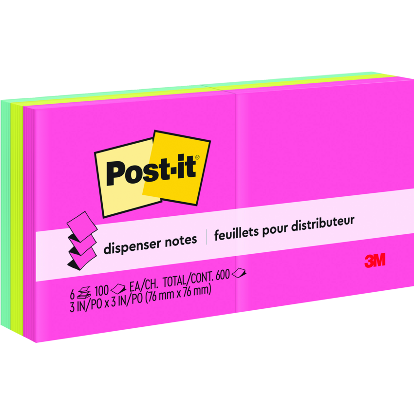 Post-it® Pop-up Notes 3" x 3" 100 sheets per pad Assorted Poptimistic Colours 6 pads/pkg