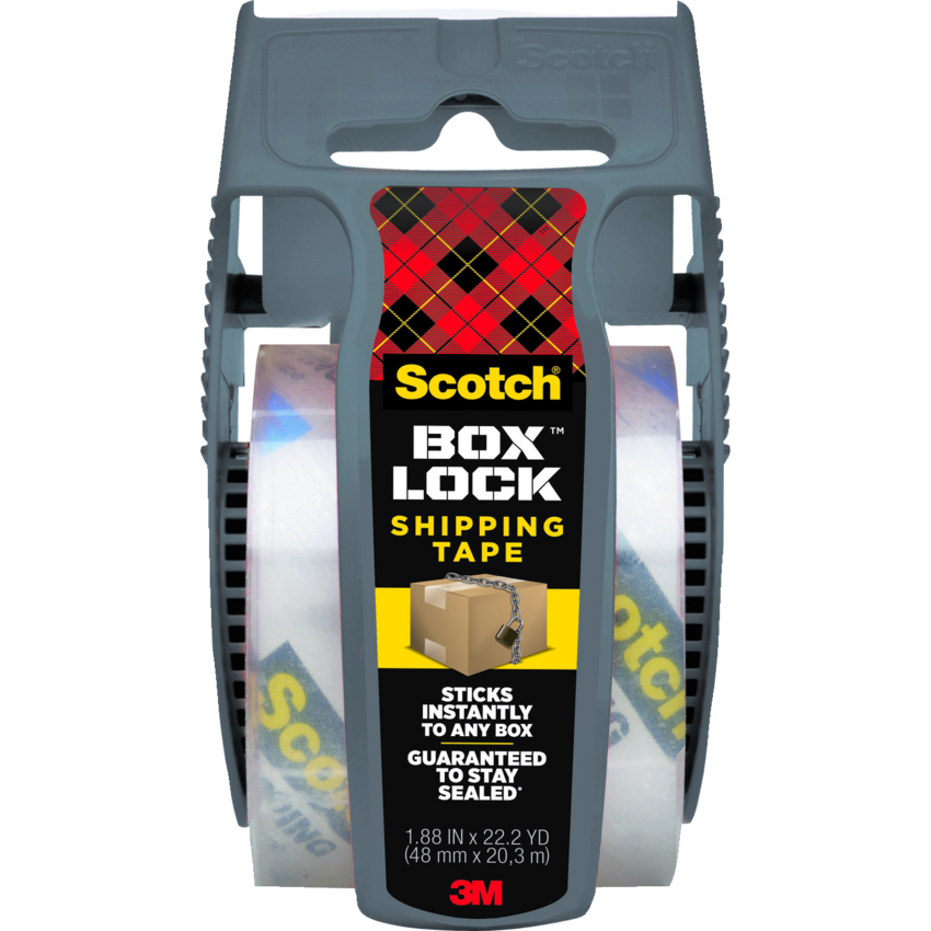 Scotch® Box Lock™ Packaging Tape with Dispenser 1-1/2" wide (38mm x 20 m) Clear
