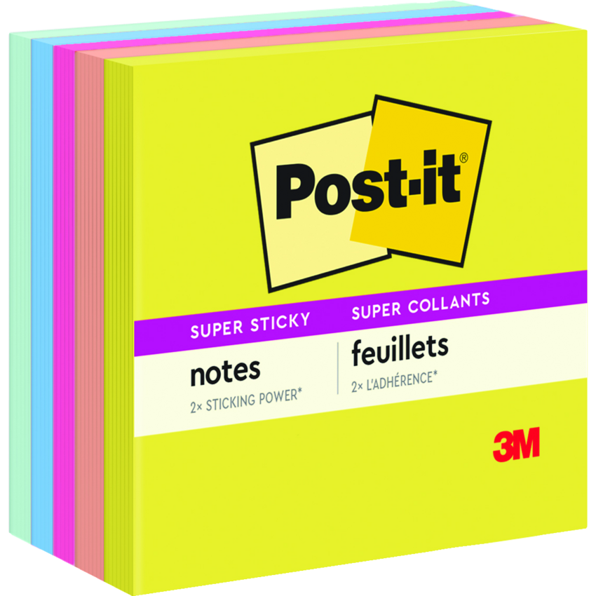 Post-it® Super Sticky Notes 3" x 3" 90 sheets per pad Assorted Summer Joy Collection 5 pads/pkg