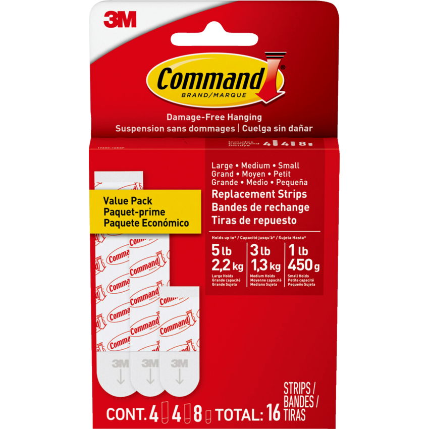 Command™ Adhesive Replacement Strips 16/pkg