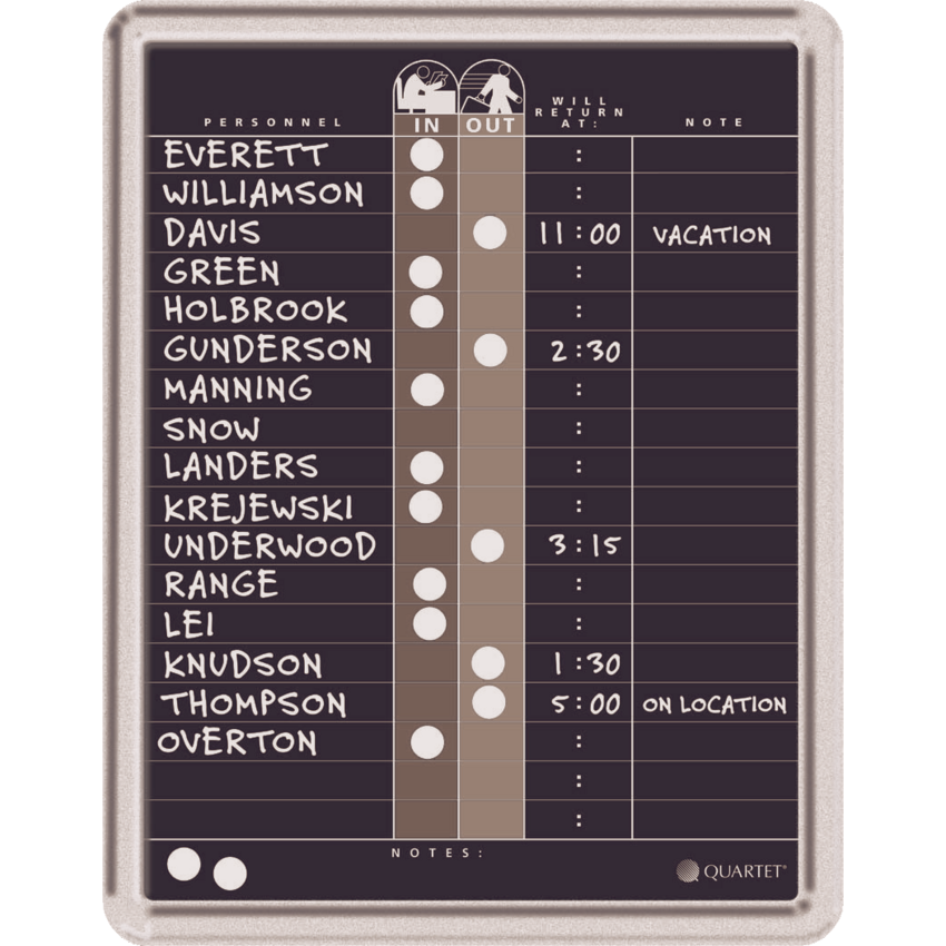 Quartet Grey In/out Board 11" x 14”