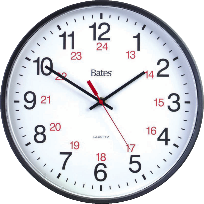 GBC® Bates® Wall Clock 12", 12/24-Hour