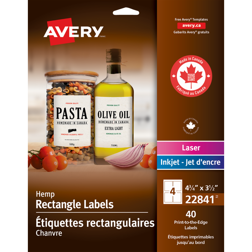 Avery® Print-to-the-Edge Hemp Labels 3-1/2" x 4-3/4" 40/pkg