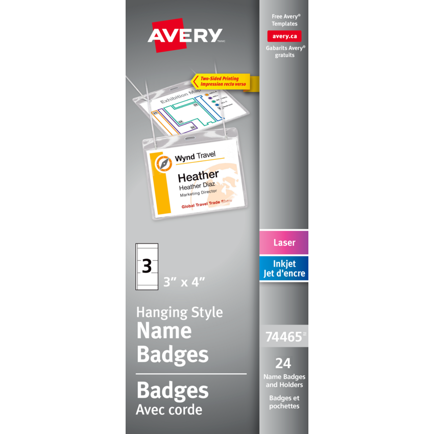 Avery® Name Badge Kits Hanging Cord Style 4"x 3" 24/pkg