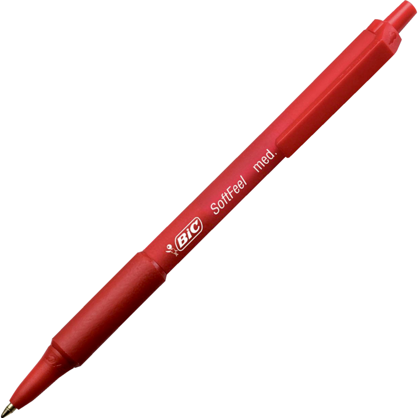 Bic® SoftFeel® Retractable Ball Point Pen Medium Point Red 12/box