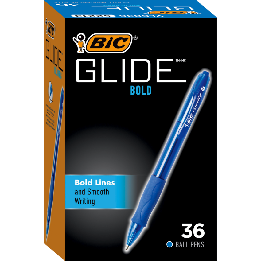 Bic® Glide™ Bold Retractable Ball Point Pens Extra Bold Point Blue 36/pkg