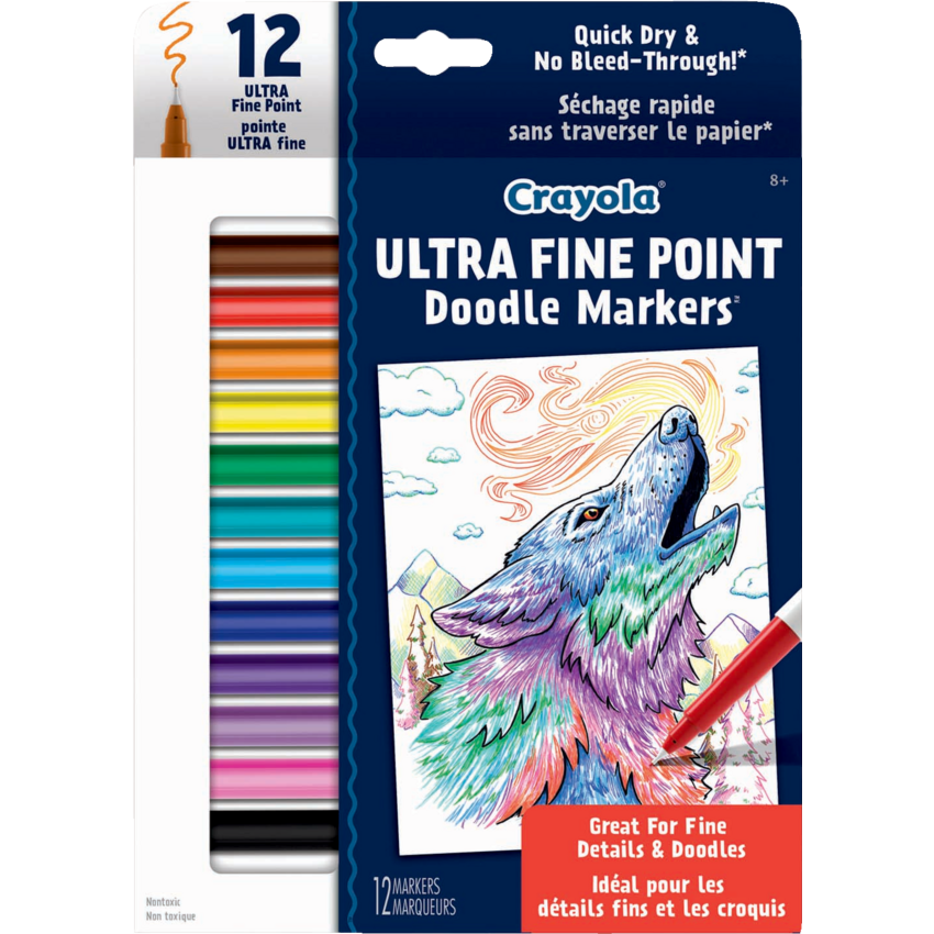 Crayola® Doodle Markers Ultra Fine tip Assorted Colours 12/pkg