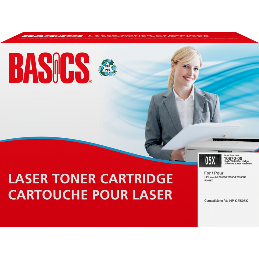 Basics® Remanufactured Laser Cartridge High Yield (HP 05X) Black