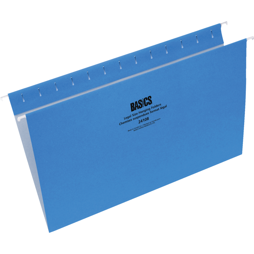 Basics® Coloured Hanging Folders Legal Blue 25/box