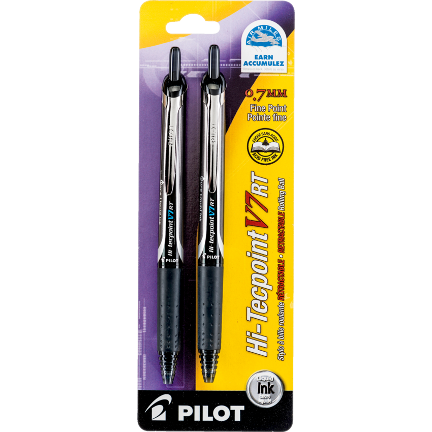 Pilot® Hi-Tecpoint Retractable Roller Pens 0.7mm Black 2/pkg