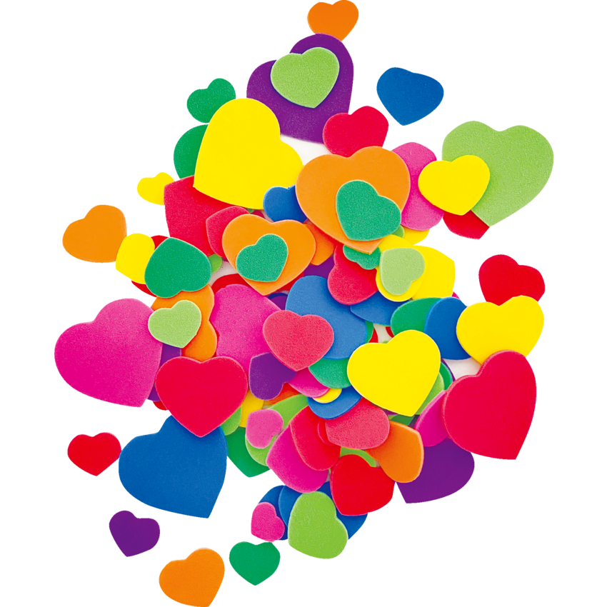 DBLG Foam Shapes Hearts Assorted Colours 120/pkg