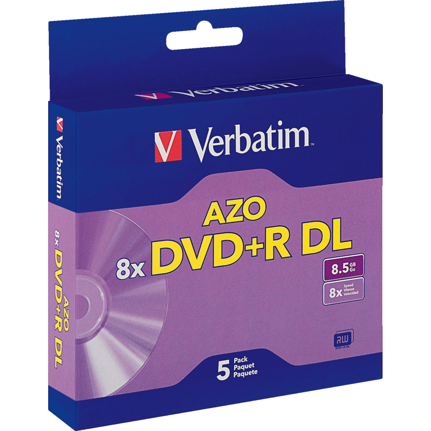 Verbatim® DVD+R Ds 8X 8.5 GB w/Slim-line Jewel Case 5/box