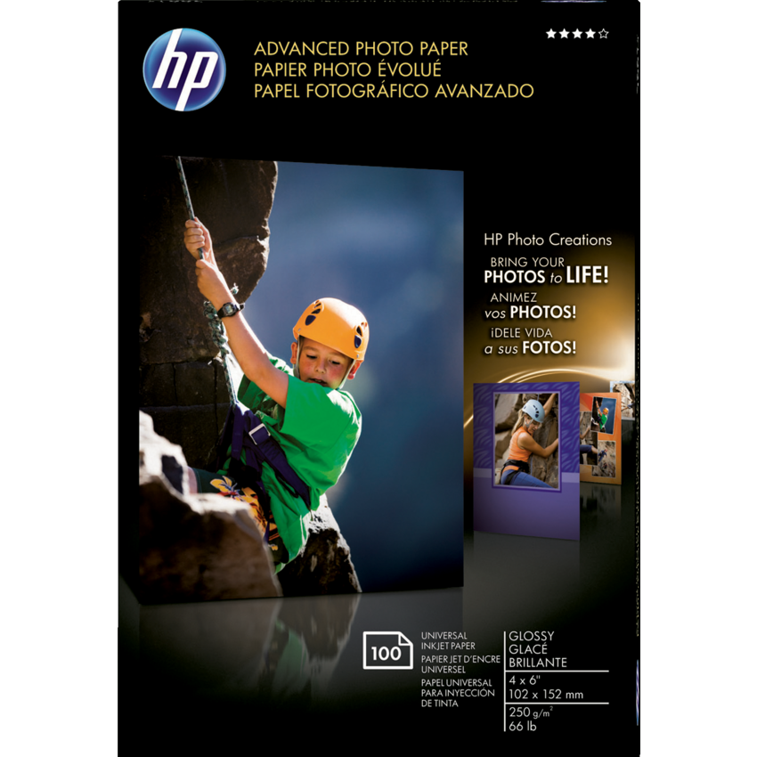 HP Advanced Photo Paper Glossy 66 lb 4x6" 100/pkg