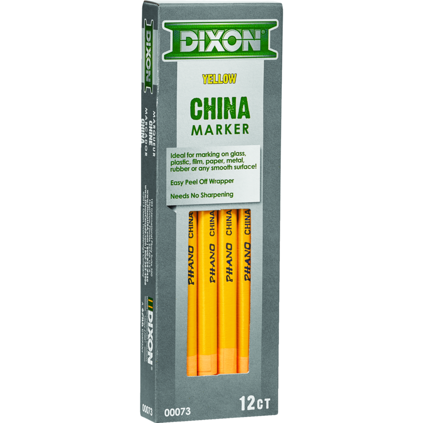 Dixon® Phano® Dry China Markers Yellow 12/box