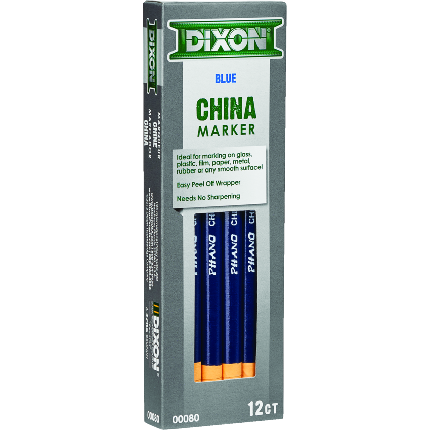Dixon® Phano® Dry China Markers Blue 12/box