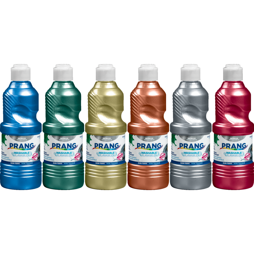Prang® Washable Ready-To-Use Tempera Paint 473 mL Assorted Metallic Colours 6/box