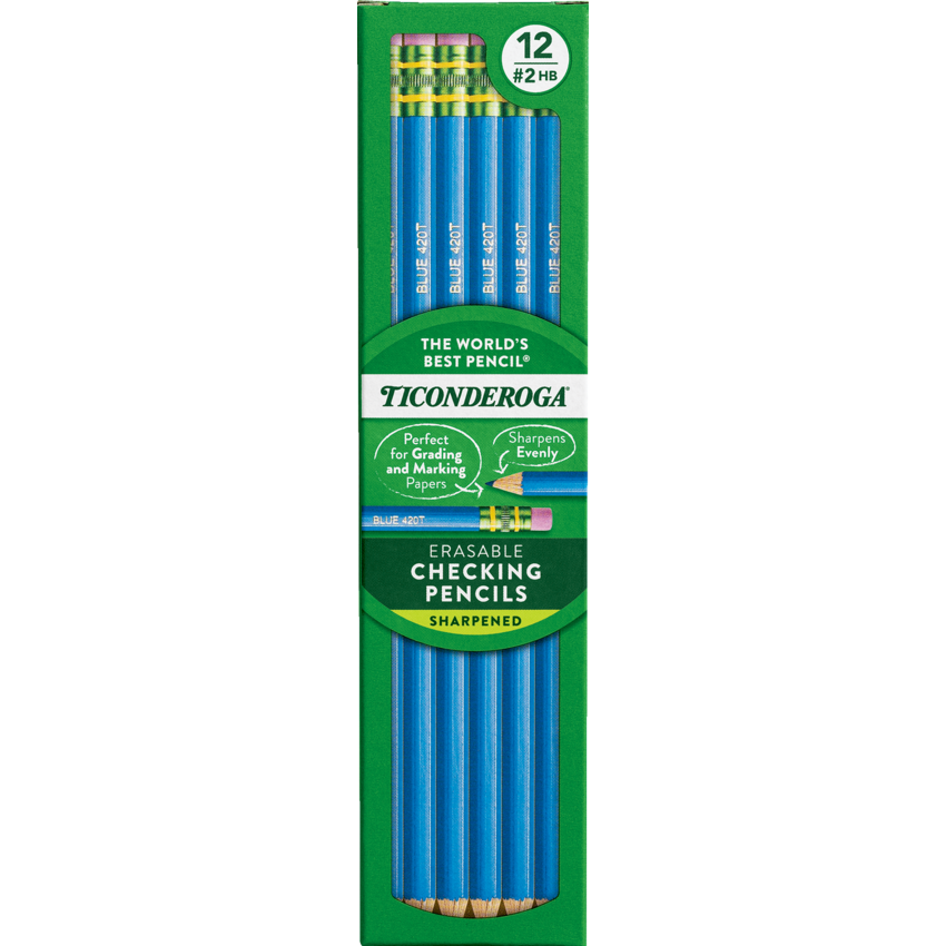 Ticonderoga® Erasable Checking Pencils Blue 12/box
