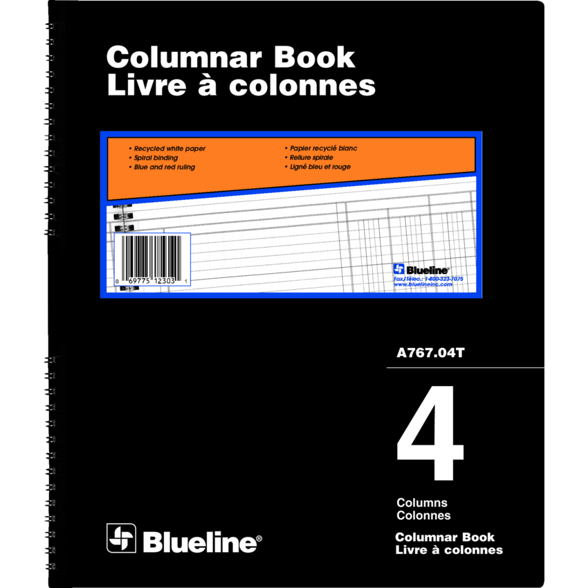 Blueline® A767 Columnar Book 12" x 10" 4-column