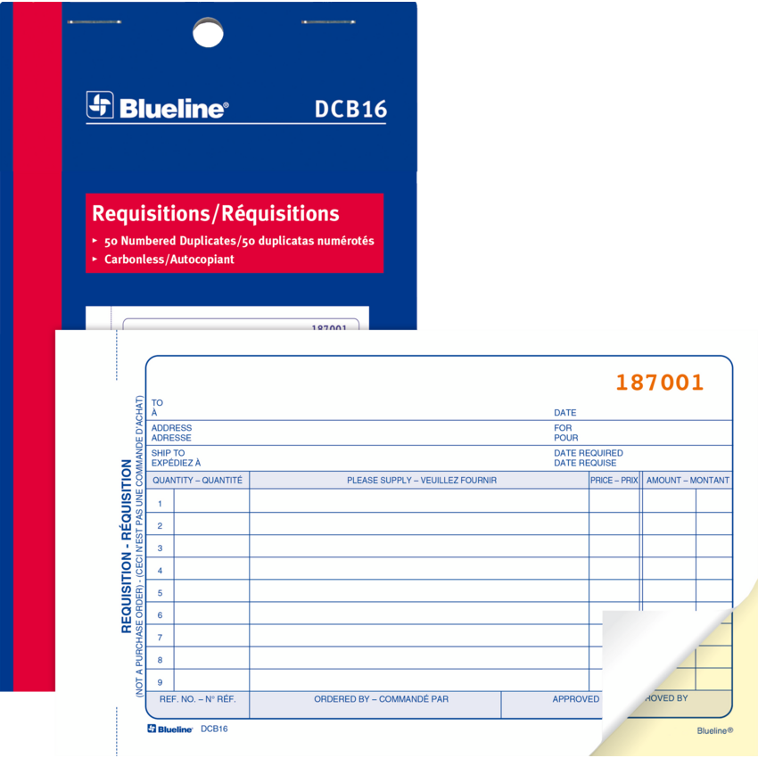 Blueline® Carbonless Requisition 2-part 4-1/4x7" Bilingual