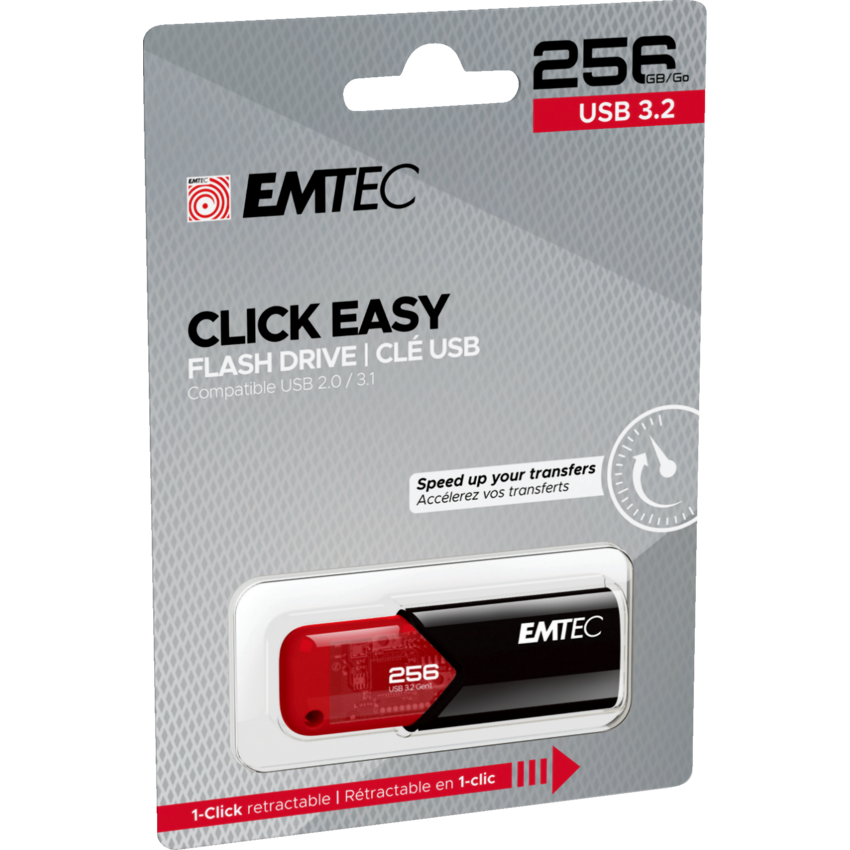 Emtec™ Click Easy 3.2 USB Flash Drive 256 GB Red
