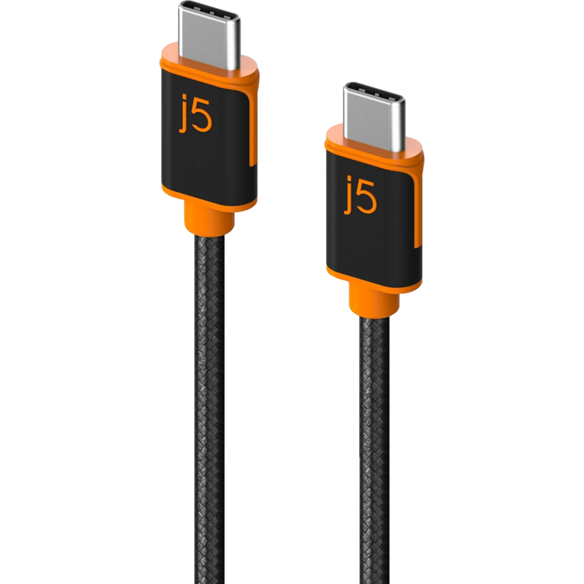 j5create® USB-C® to USB-C® Sync and Charge Cable 6' Black/Orange