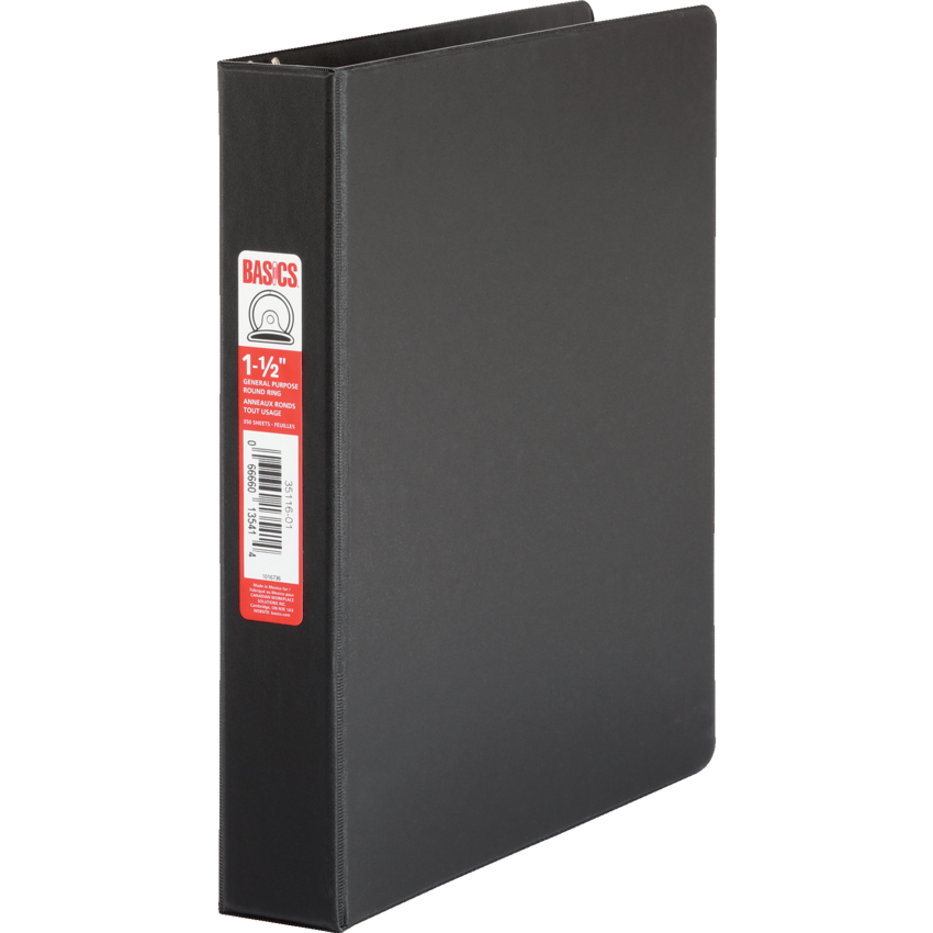 Basics® Round Ring Binder 1-1/2" Black