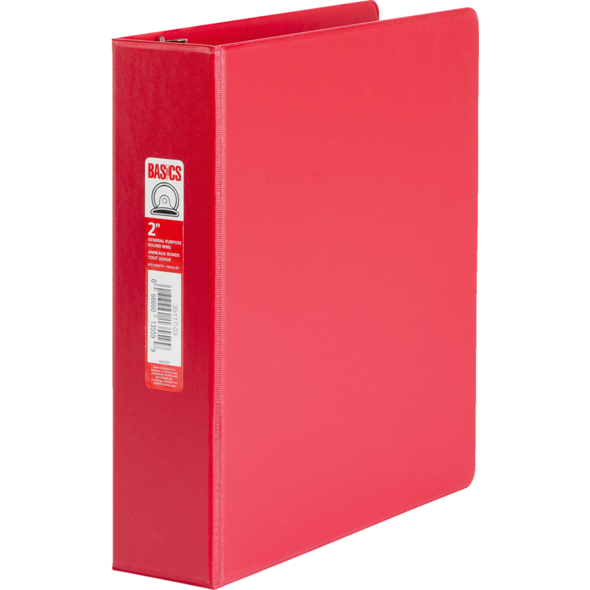 Basics® Round Ring Binder 2" Red