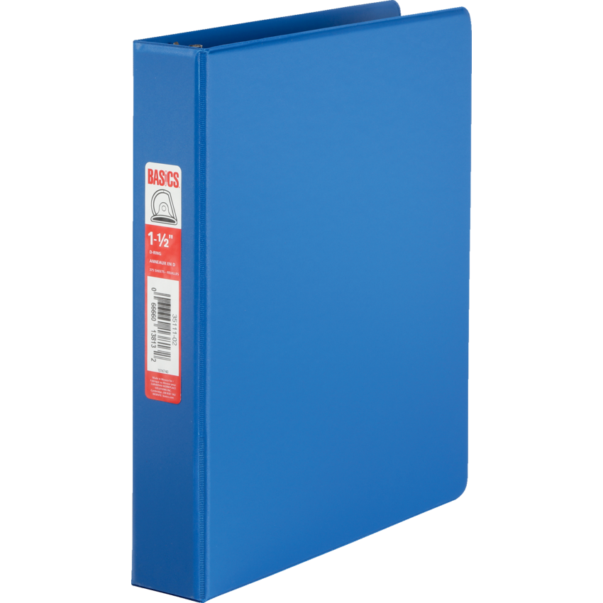 Basics® D-Ring Binder 1-1/2" Blue