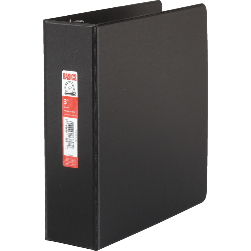 Basics® D-Ring Binder 3" Black
