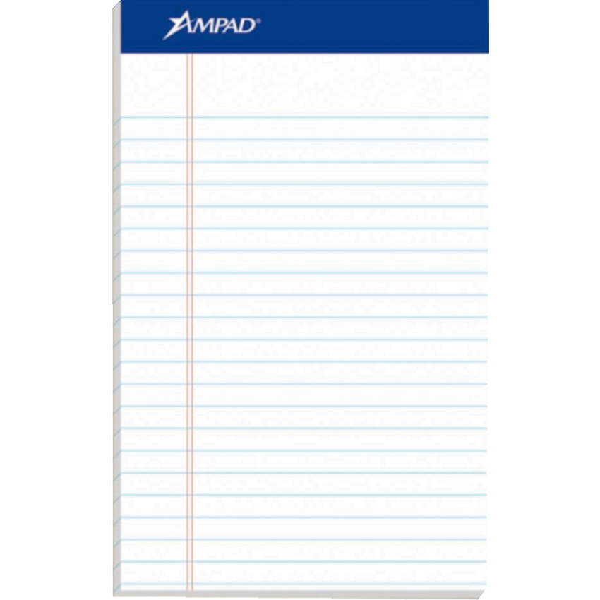 Ampad™ Perforated Pad Ruled 5" x 8" 50 shts White 12 pads/pkg