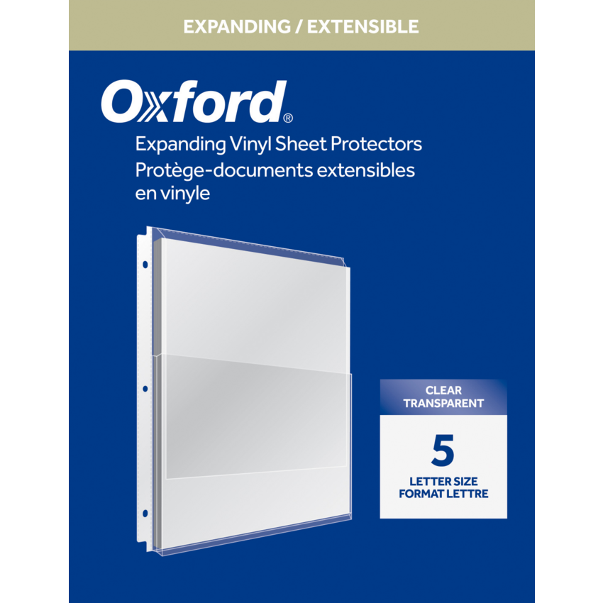 Oxford® Expandable Pocket Page Protectors 5.5 mil Letter 5/pkg