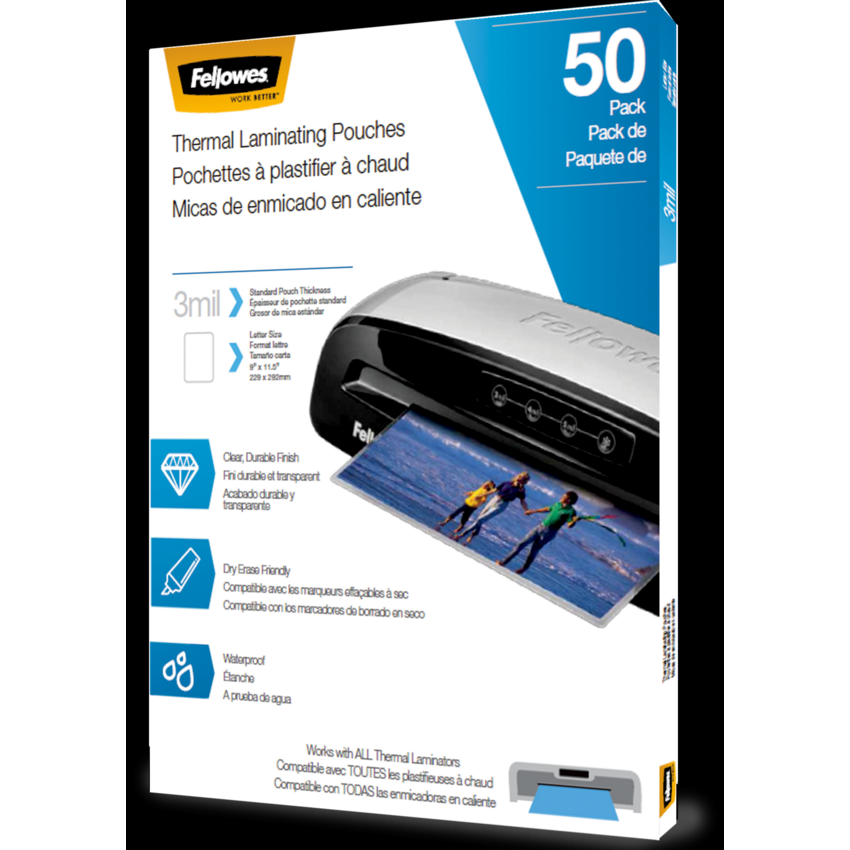 Fellowes® Thermal Laminating Pouches Letter 3 mil 50/pkg