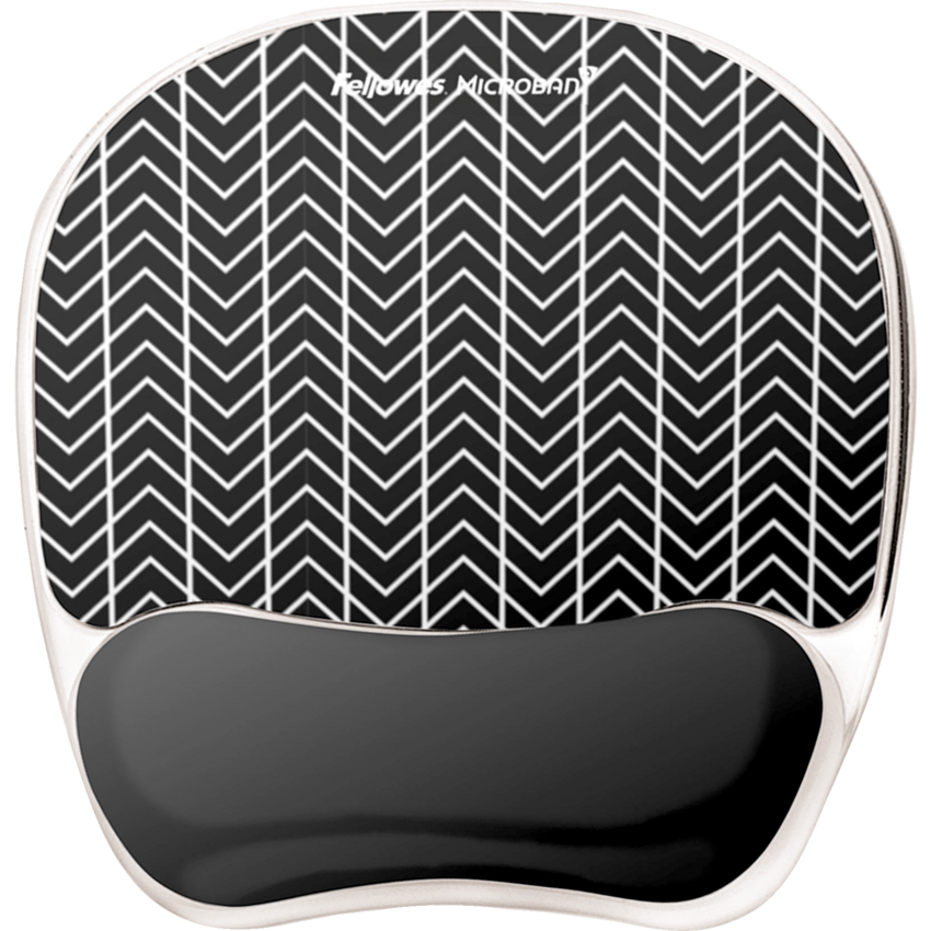 Fellowes® Photo Gel Mouse Pad Wrist Rest with Microban® Chevron 7-9/10"W x 9-1/4"D x 9/10"H Black