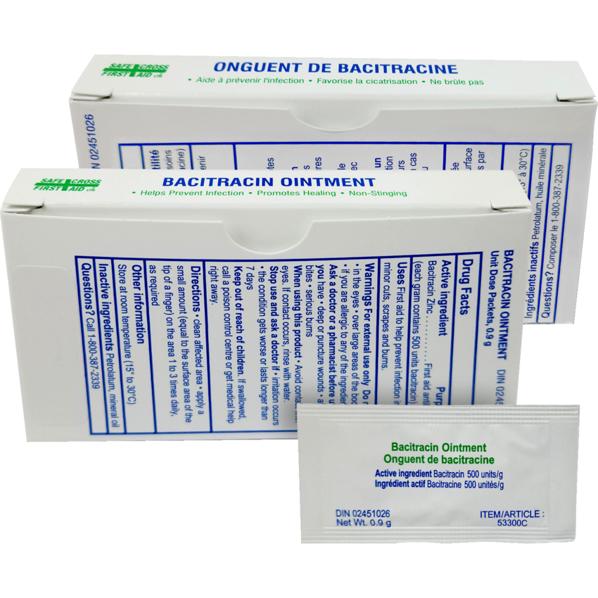 Safecross® Bacitracin Zinc Antibiotic Ointment 0.9 g 12/pkg