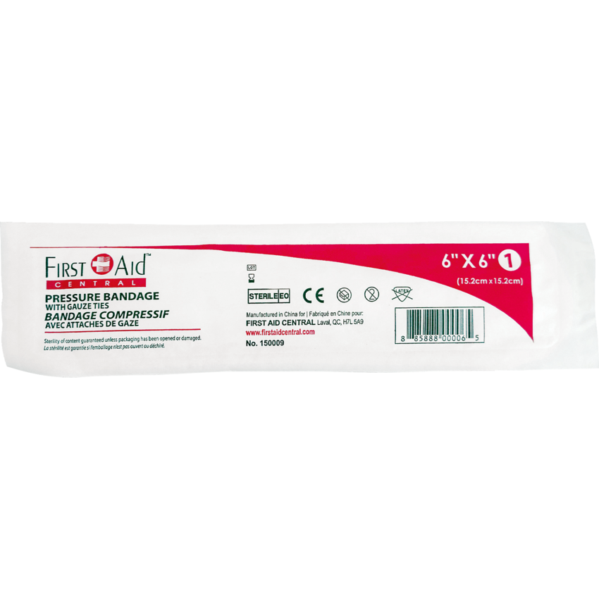 First Aid Central® Pressure Bandage 6" x 6