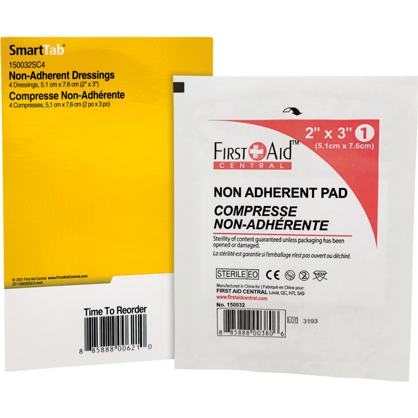 First Aid Central® SmartCompliance® Supplies Non-Adherent Pad 2" x 3" 4/pkg