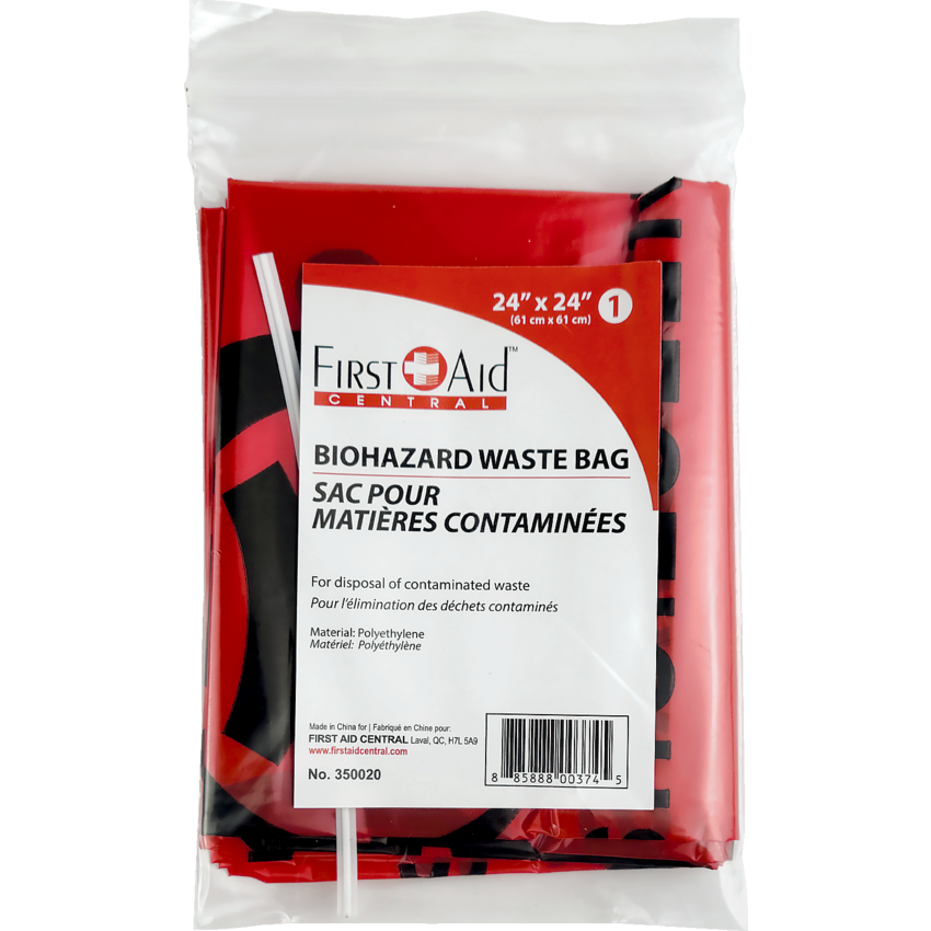 First Aid Central® Biohazard Waste Bags 24" x 24