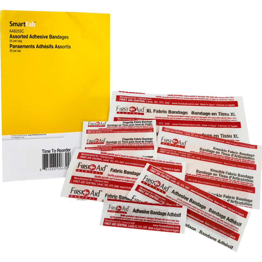 First Aid Central® SmartCompliance® Supplies Assorted Adhesive Bandages 25/pkg
