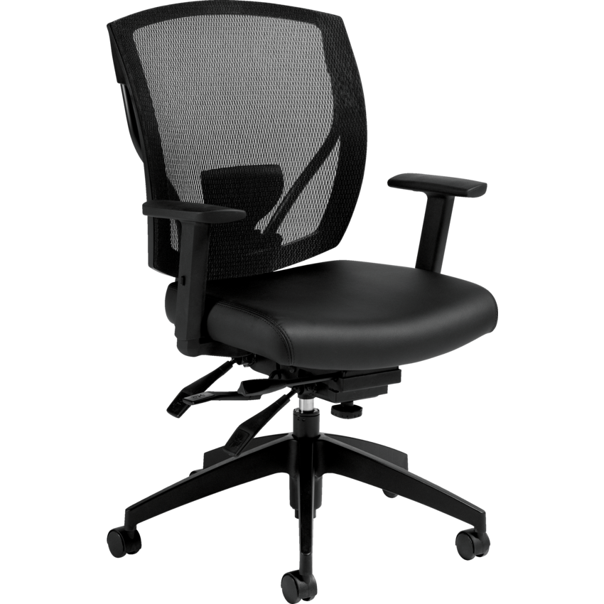 Offices to Go Ibex Mesh Medium Back Multi-Tilter Chair Luxhide Black